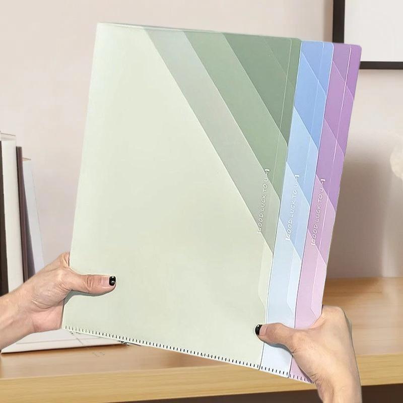 Gradient Multi-Layer Folder A4 Subject Classification Test Paper Folder Transparent L-Shaped Folder 6-Layer Classification File