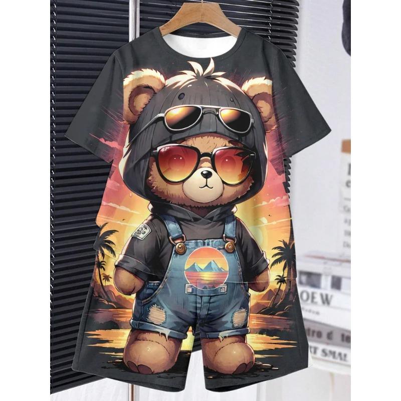 Directional Hot Selling Summer Boys Cool Dinosaur with Stars Printed Short-Sleeved Shorts Suit Abstract Style