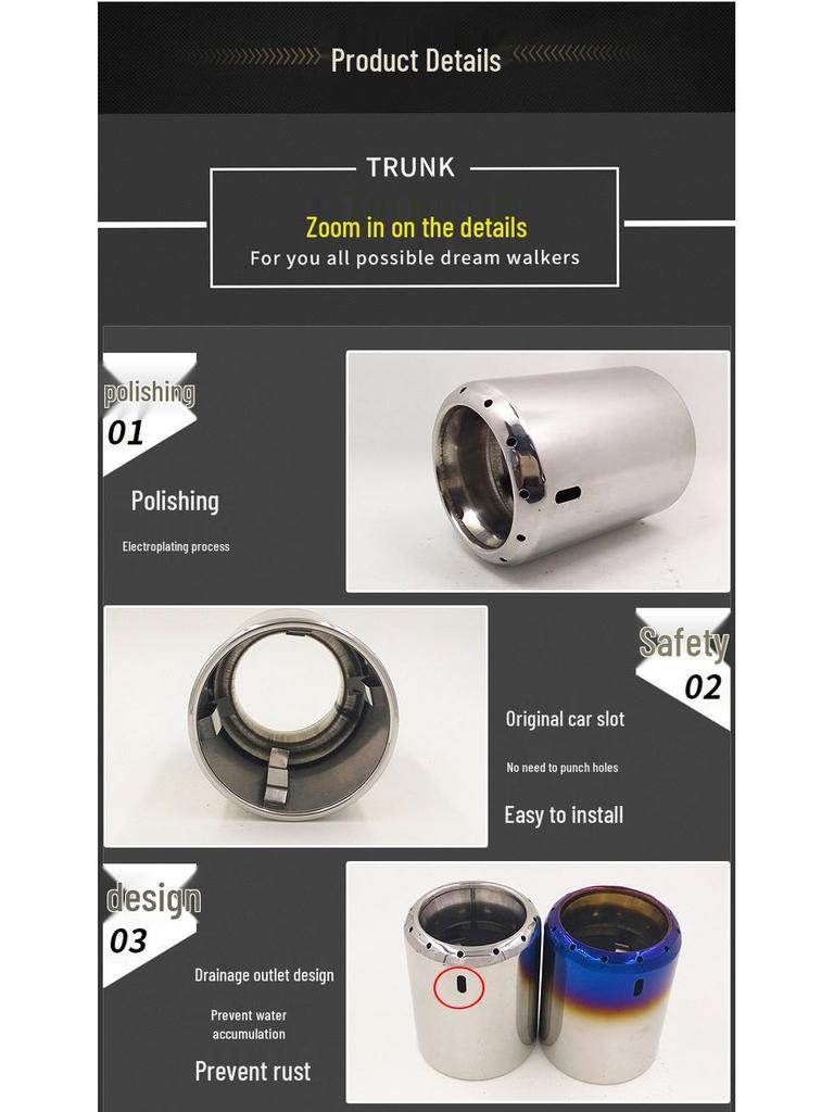 Mazda Ruiyi CX-5 Direct-Plug Stainless Steel Muffler Tailpipe - Titanium Blue