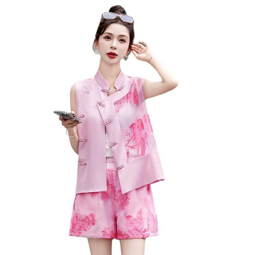 Shorts set Women's summer design sense Small retro fashion vest two-piece set