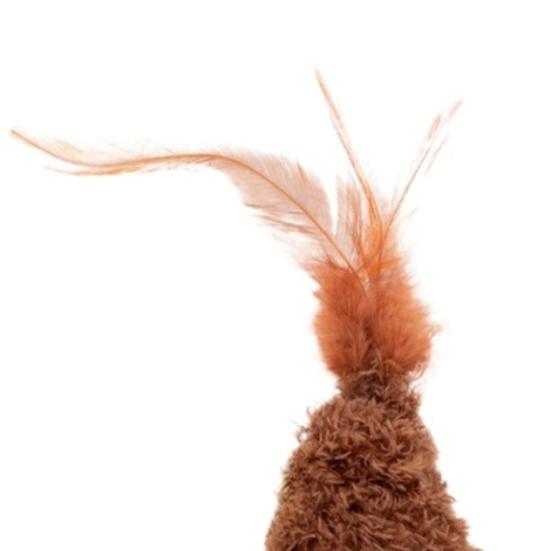 Cat Toy Natural Beech Wood Base Cat Teaser with Feathers Jingle Bell Relieve Boredom Pet Interactive Toy Cat Accessories