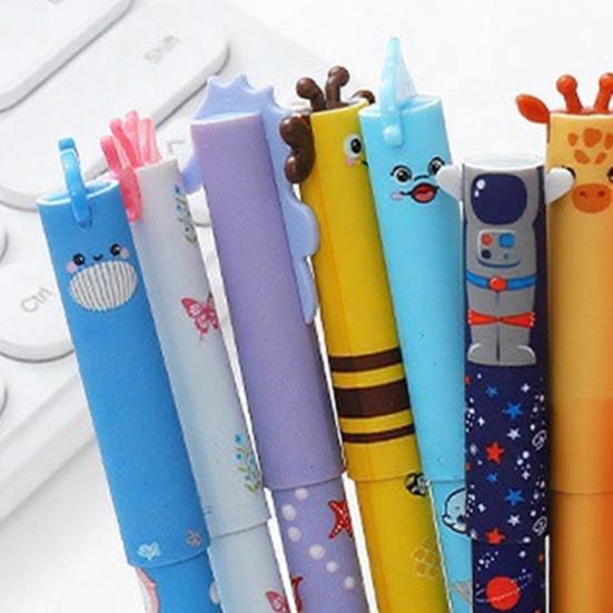 Kreslená gumovací gelová pera Roztomilé zvířecí motivy 0,7 mm Modrý inkoustové pero Hladké psaní Čisté gumování Pero Školní potřeby Dárky na párty