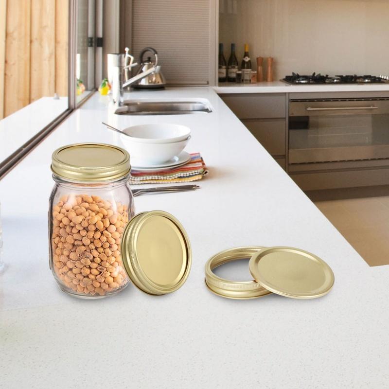 Split‑Type Glass Jar Canning Lids Round Food Container Sealing Cover Kitchen Accessory(10Pcs 70mm Gold Circular Ring+Cover