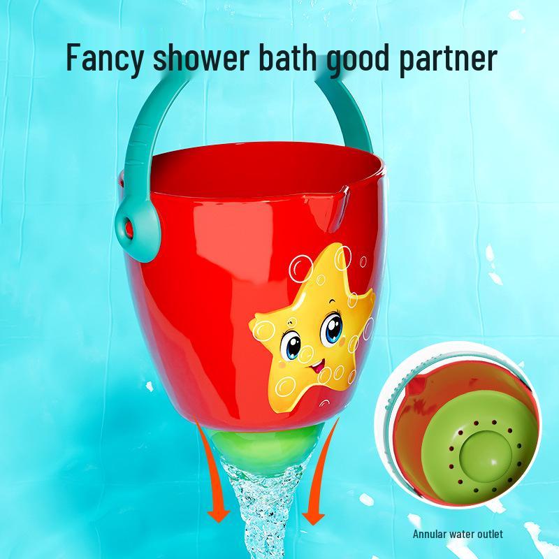 Infant Cartoon Bath Toys - Mini Stacking Bucket Set for Playful Water Fun