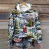 Women's Fashion Long Sleeve Christmas Print Loose Hooded Sweatshirt Top