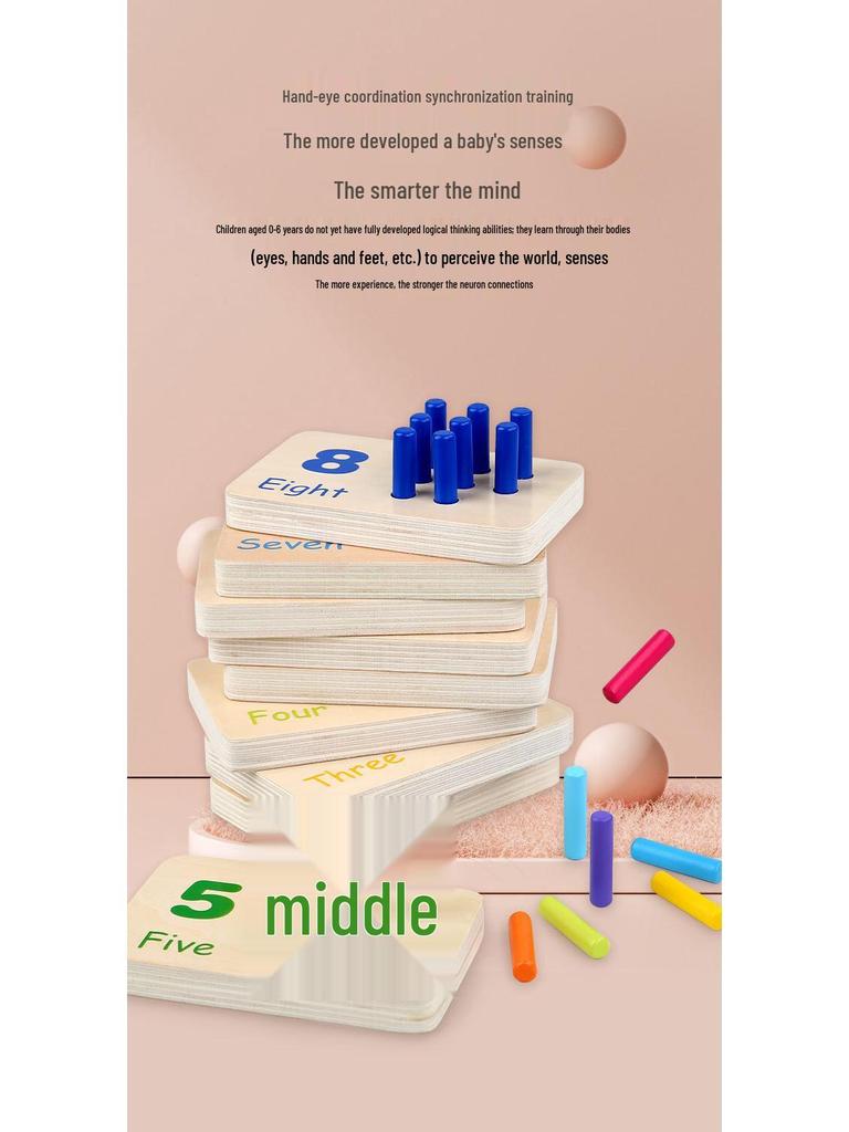 Montessori Number & Color Matching Board Game for Kindergarten - Enhances Fine Motor Skills & Early Education, 1-10 Cognitive Learning Toy