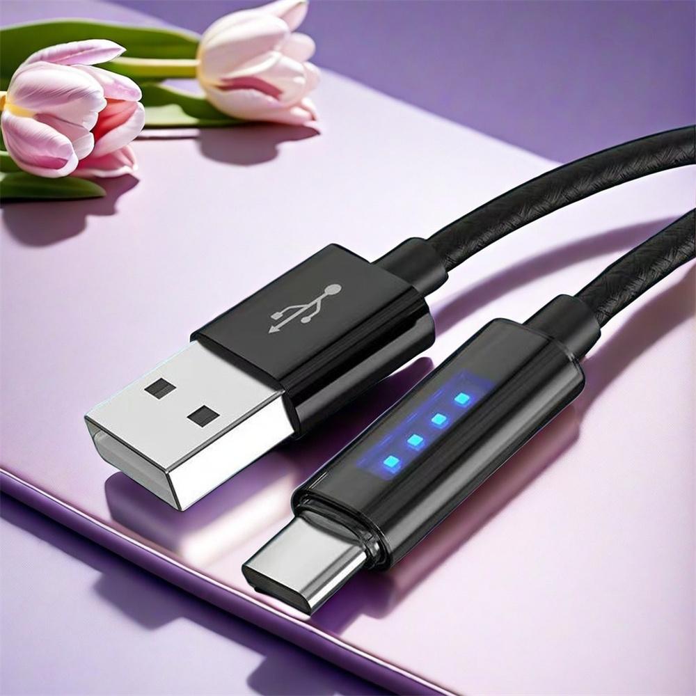 120W New smart power-off fast charging data cable horse racing indicator light super fast charging For Samsung Huawei Xiaomi