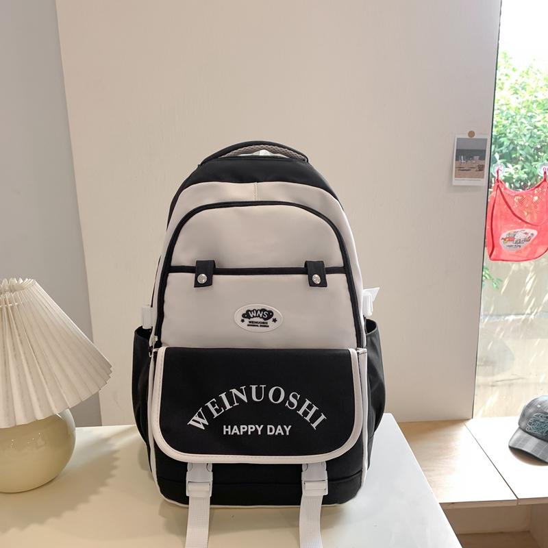 Middle School Student Schoolbag Color Block Women's Large Capacity Backpack Primary School Student's Fifth and Sixth Grade Lightweight Backpack