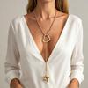 European & American Y-shaped Heart Clasp Necklace with Star Pendant