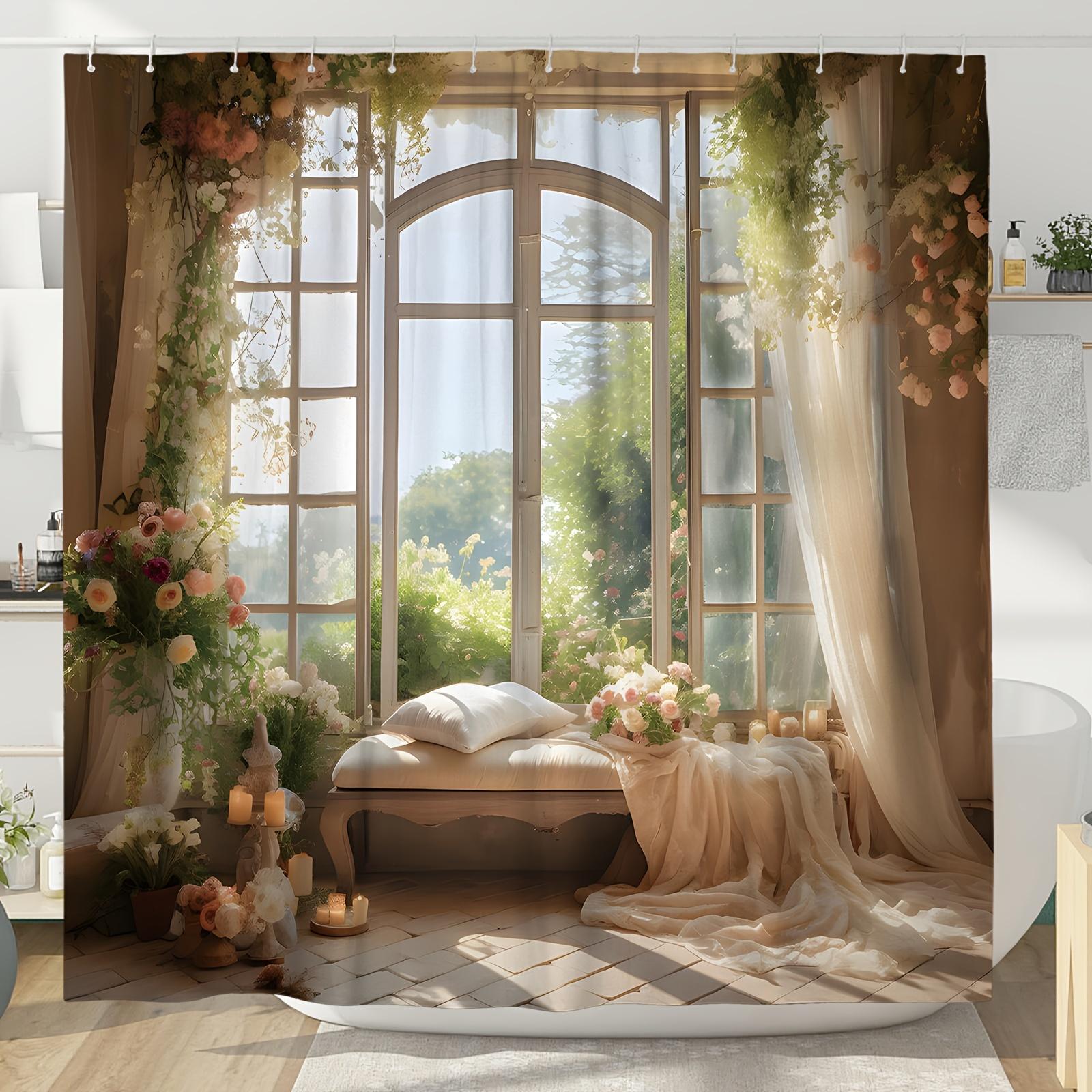 

Comfortable Cabin Window Shower Curtain - Charming Bathroom Decoration, Perfect For Those Who Love Warm And Natural Design W60H190(CM)-1 Pcs