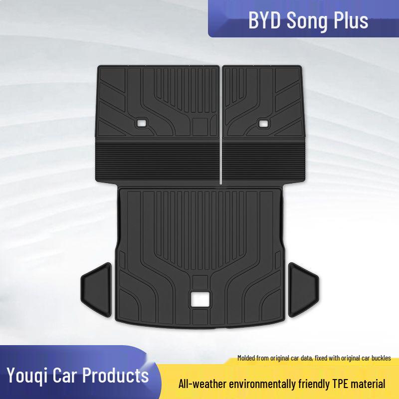 25 BYD Song Plus TPE Trunk Mat Set: Integrated, Foldable, Full Backrest.