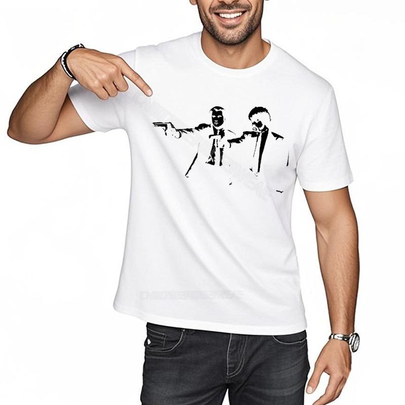 Summer top ONeck Cheap Tshirt Two Men Pointing Guns Streetwear Cheap Tshirt Fashionable Workout Tshirt for man