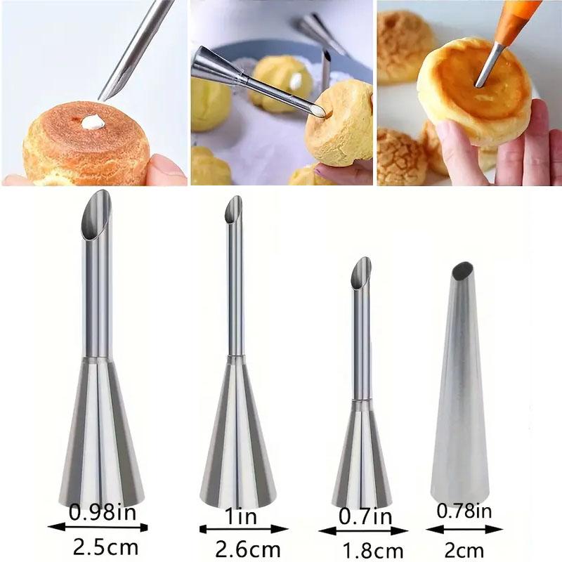 Set de 4 Buse à Pâtisserie en Pâte Feuilletée, Embouts Décoration en Acier Inoxydable pour Gâteau Cupcake Biscuit Crème Glaçage, Outils de Cuisson pour Pâtissier