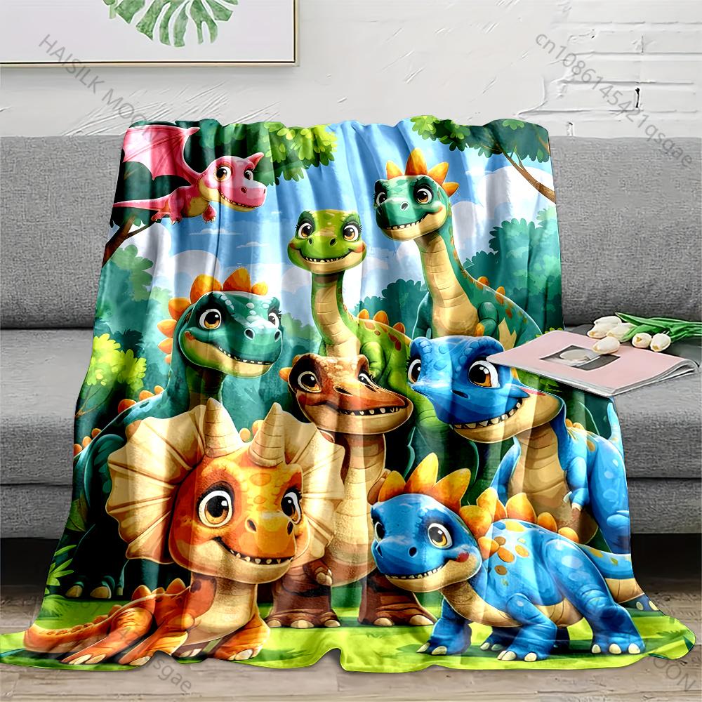 

Multiple sizes Cartoon dinosaurs in forest Blanket Suitable for Home Bedroom Sofa Travel Camping Blanket Various Sizes for Gifts 75x100cm