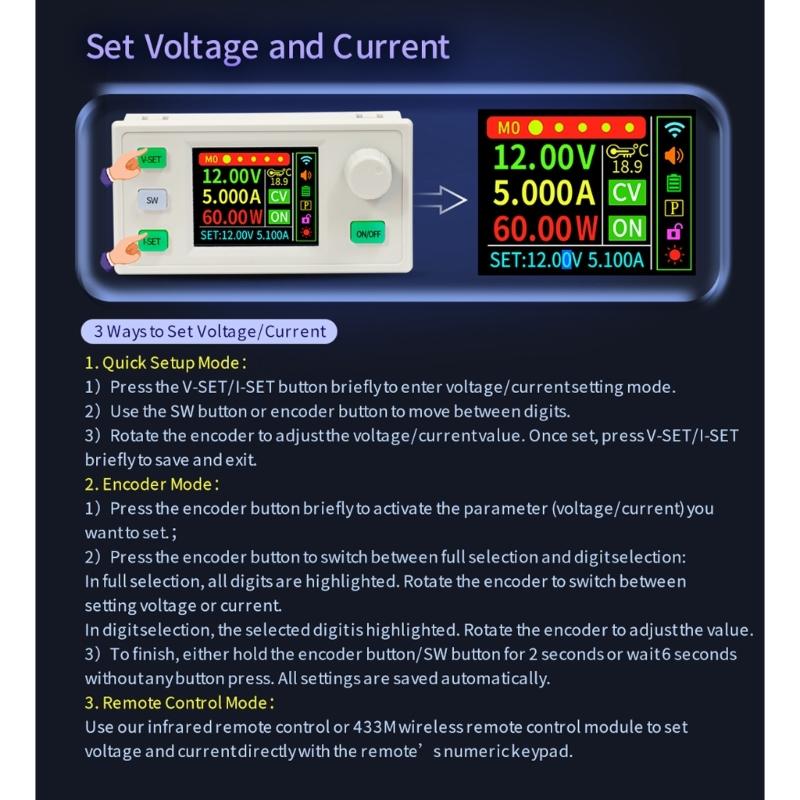 Programmable Power Supply Modules 120W Constant Current Voltages Control Solar Charging with Transmission Interfaces