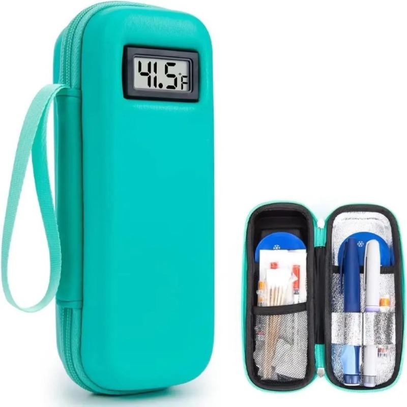 Waterproof Insulin Cooler Travel Case Reusable with Thermometer Display Medicine Insulin Cooling Bag Insulated Portable
