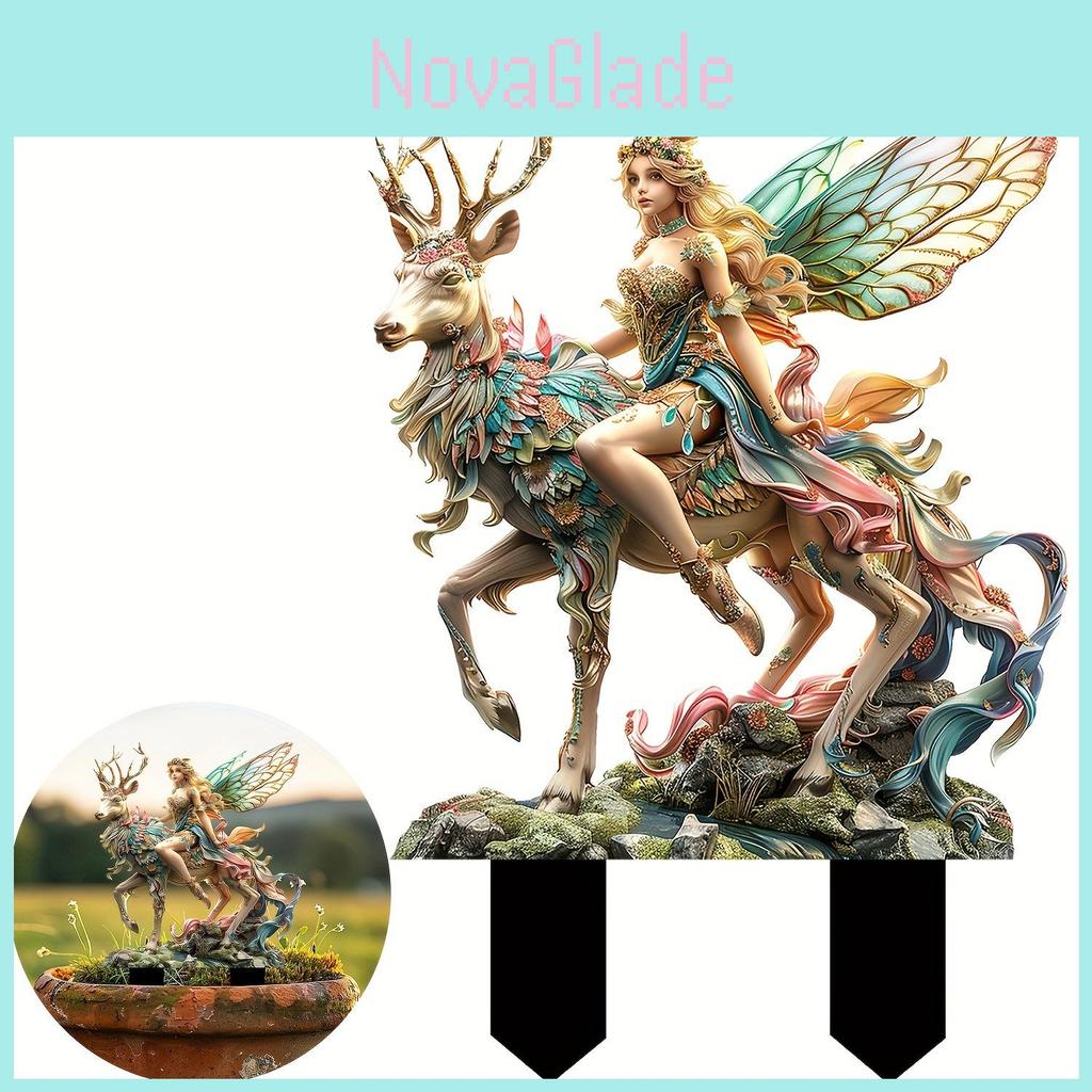 Enchanting Magical Deer And Forest Fairy Garden Acrylic Stake Sign For Charming Outdoor Decor