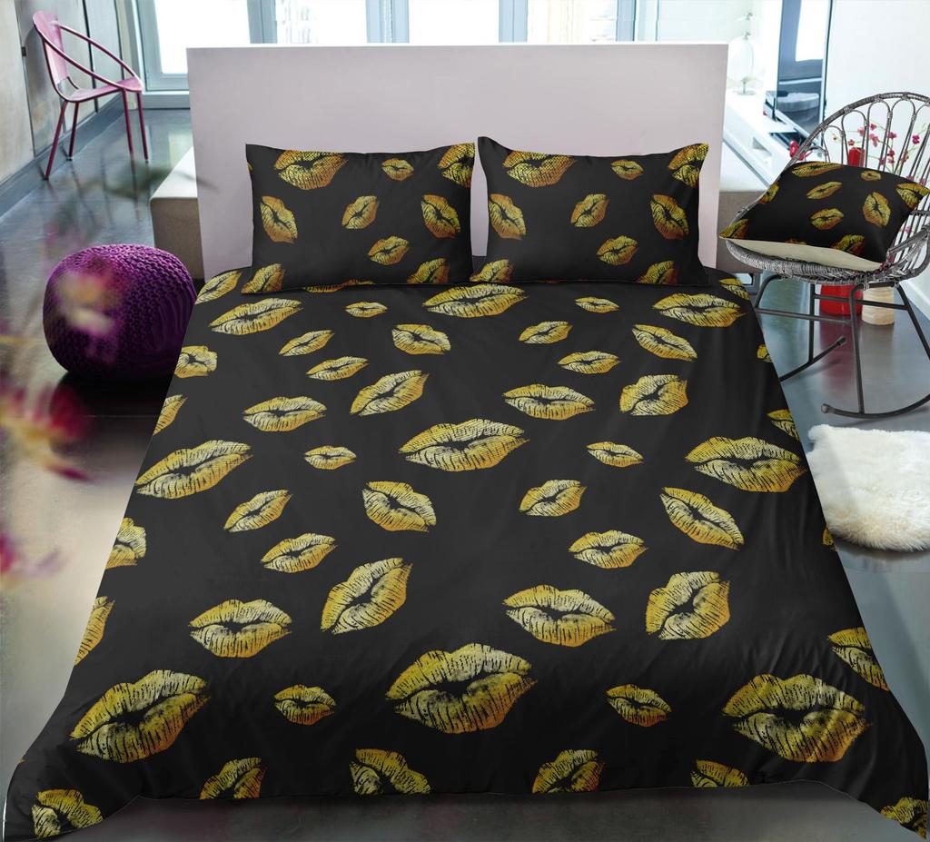 Valentine's Day Home Bedding Set Couple Quilt Cover Pillow Case Home Bedding Set AU/EU/US Full Size Single/Double Bed