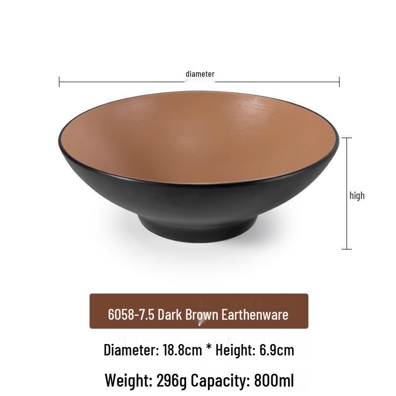 Large Frosted Melamine Ramen Bowl - Japanese-Style Restaurant Noodle Bowl for Mala Tang, Luosifen, Soup, and Rice Noodles