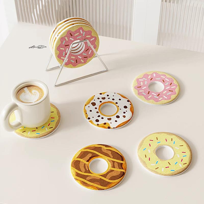New Donut-Shaped round Coaster Desktop Drain Pad for Office Use Tea Cup Water Cup Storage Hard Diatom Mud