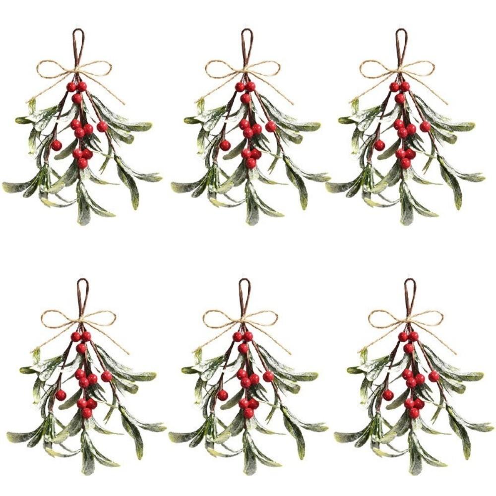 Artificial Floral Decor Artificial Mistletoe Sprigs Red Christmas Berry Fake Flowers Festive Mistletoe Bunches DIY Home