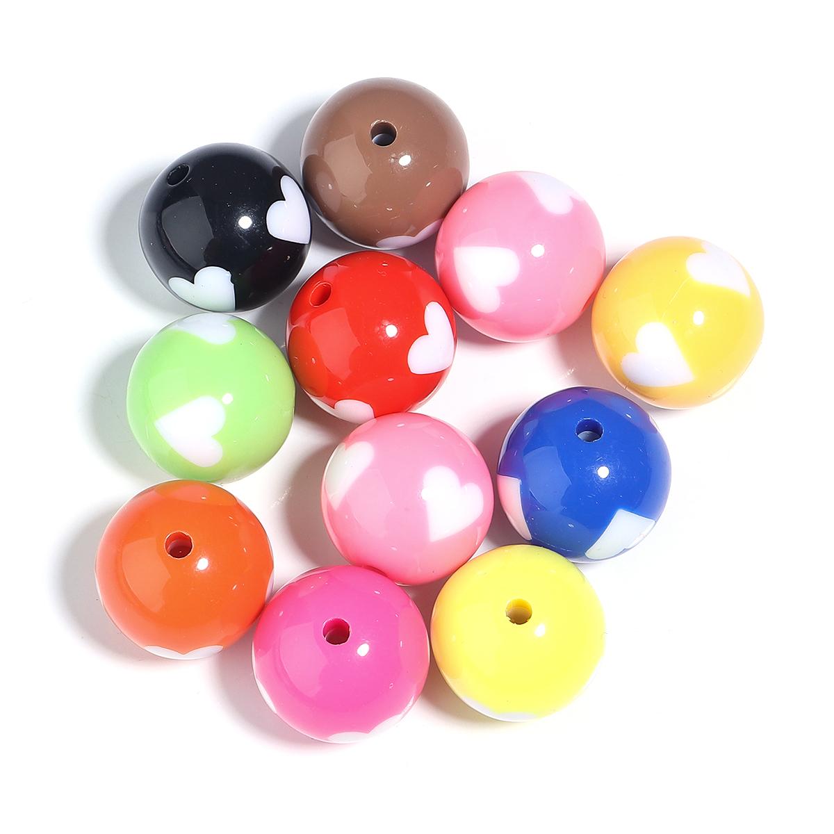 

12/16/20mm Lovely Star Beads Heart Round Beads Acrylic Beads Mix Double Color Beads for Jewelry Making Necklace Hair Accessories 12mm 20pcs