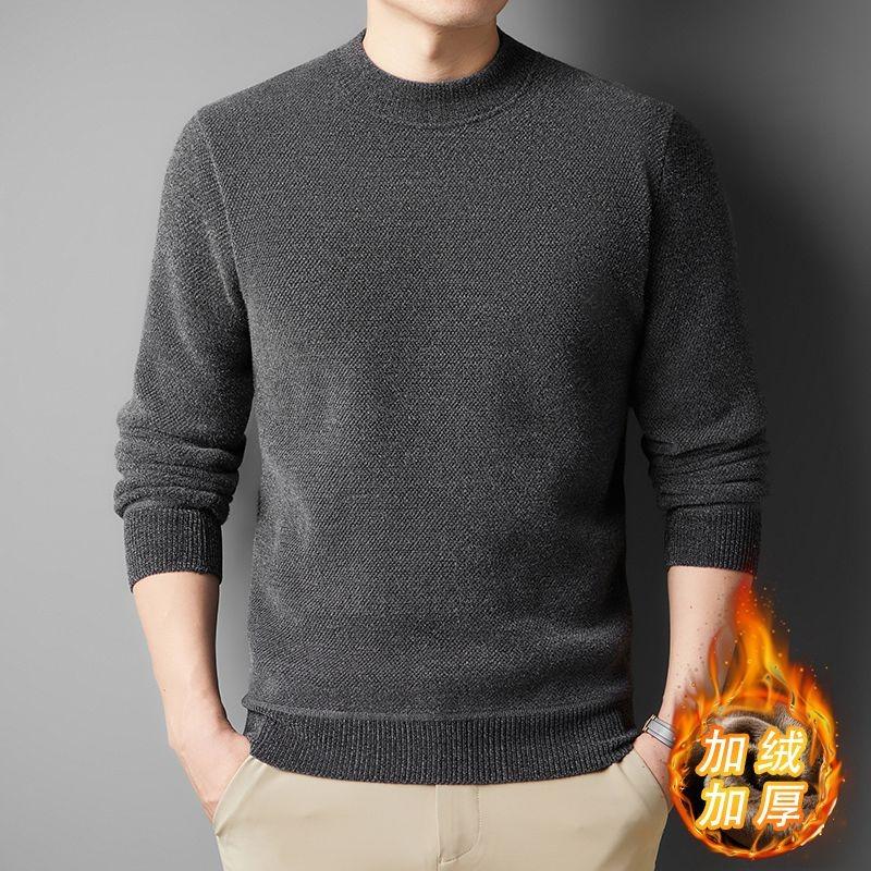 Pullover Herren Rollkragen Langarm Gestrickt Unterteil Plus Samt Verdickt Studenten Trend Winter