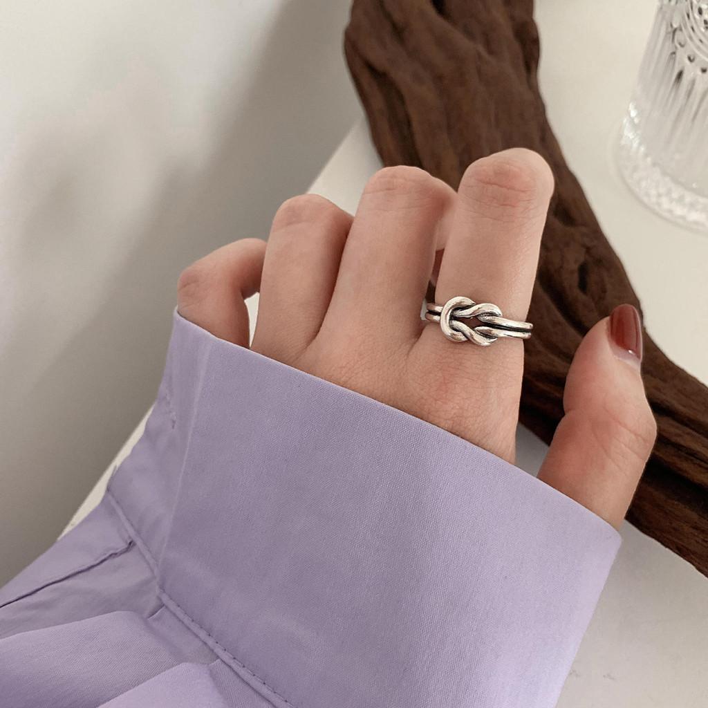 Artistic Silver Pure Adjustable Ring For Women In Trendy Vintage Style
