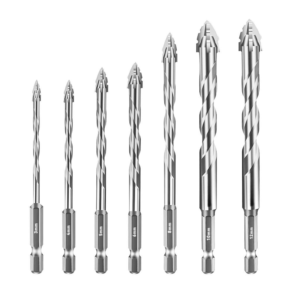7pcs/set Precision Concrete Drill Bit High Hardness Four-Flute Sawtooth Drill Bit  Construction Site