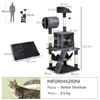 Cat Tree with Cat Scratching Post, Cat House, Hammock, Bed, Tunnel and Ball, 48x48x125 cm, Dark Grey