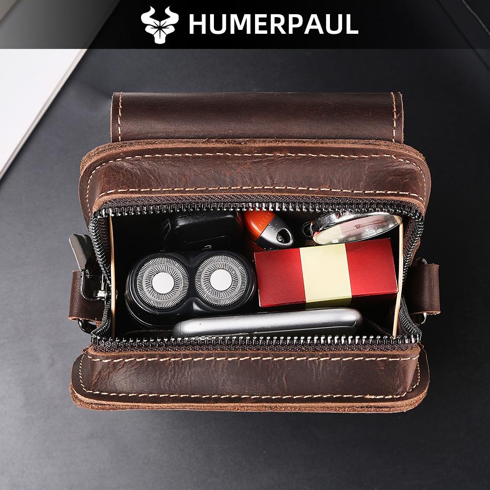 Humerpaul New Men Bags First Layer Cowhide Shoulder Bag Retro Messenger Bag Multi-function Tool Storage Bag Sports Waist Bag