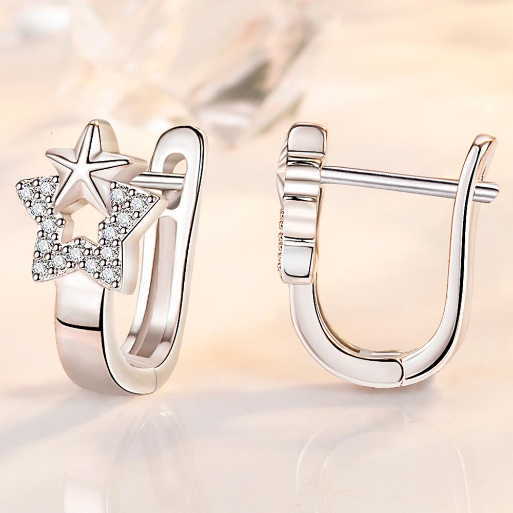 Fashion Star Single Row Zircon Five-pointed Star for Girls Simple Geometric Earrings