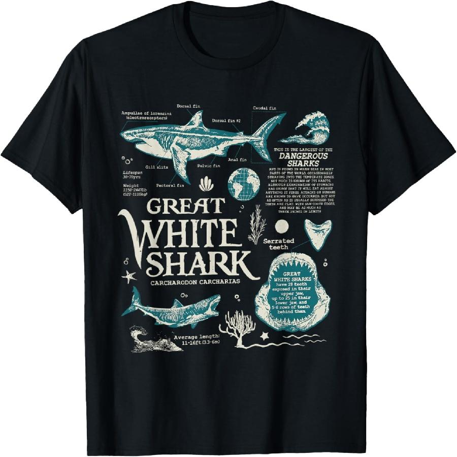Анатомия Большой Белой Акулы, Футболка Морского Биолога XXXXXL чёрный