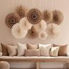 11Pcs Neutral Brown Rustic Round Paper Fans – Hollow Honeycomb Party Decorations, Suitable For Weddings, Birthday Parties, Bridal Showers, Autumn