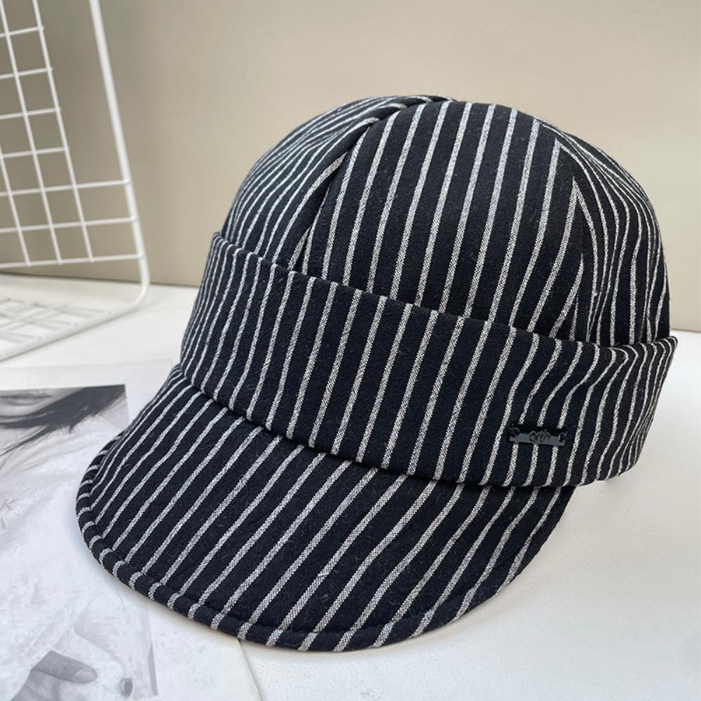 Korean Strip Baseball Cap Classic Newsboy Hats Ins Striped Peaked Caps  Women