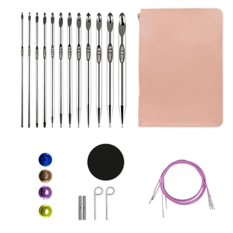 Набор тунисских крючков для вязания 3 мм-10,0 мм Набор крючков для вязания Сменные крючки для вязания с сумкой для хранения Принадлежности для вязания 1