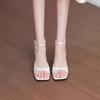 Mode 2025 Stiletto-Sandalen Damen Sommer Neu Eckige Zehen Offene Zehen Schleife Riemen zum Hineinschlüpfen Rutschfest Verschleißfest Zarte Hohe Absätze