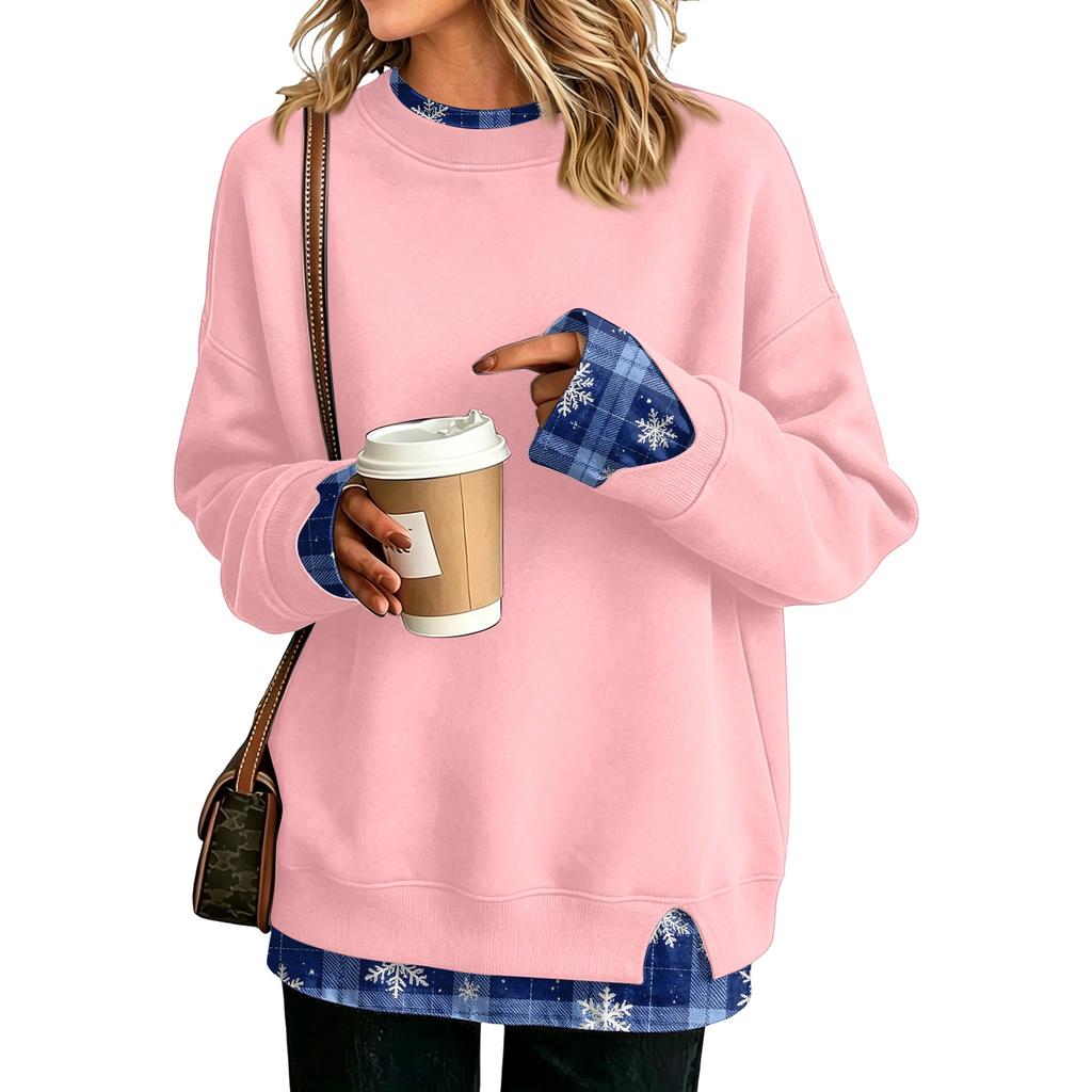 Women's Casual Printed Long Sleeve Sweatshirt Loose Fit Pullover Top