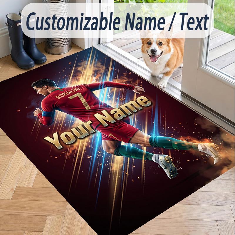 Custom Text Printed Rug Cristiano Ronaldo Non Slip Floor Carpet For Home Room Decor