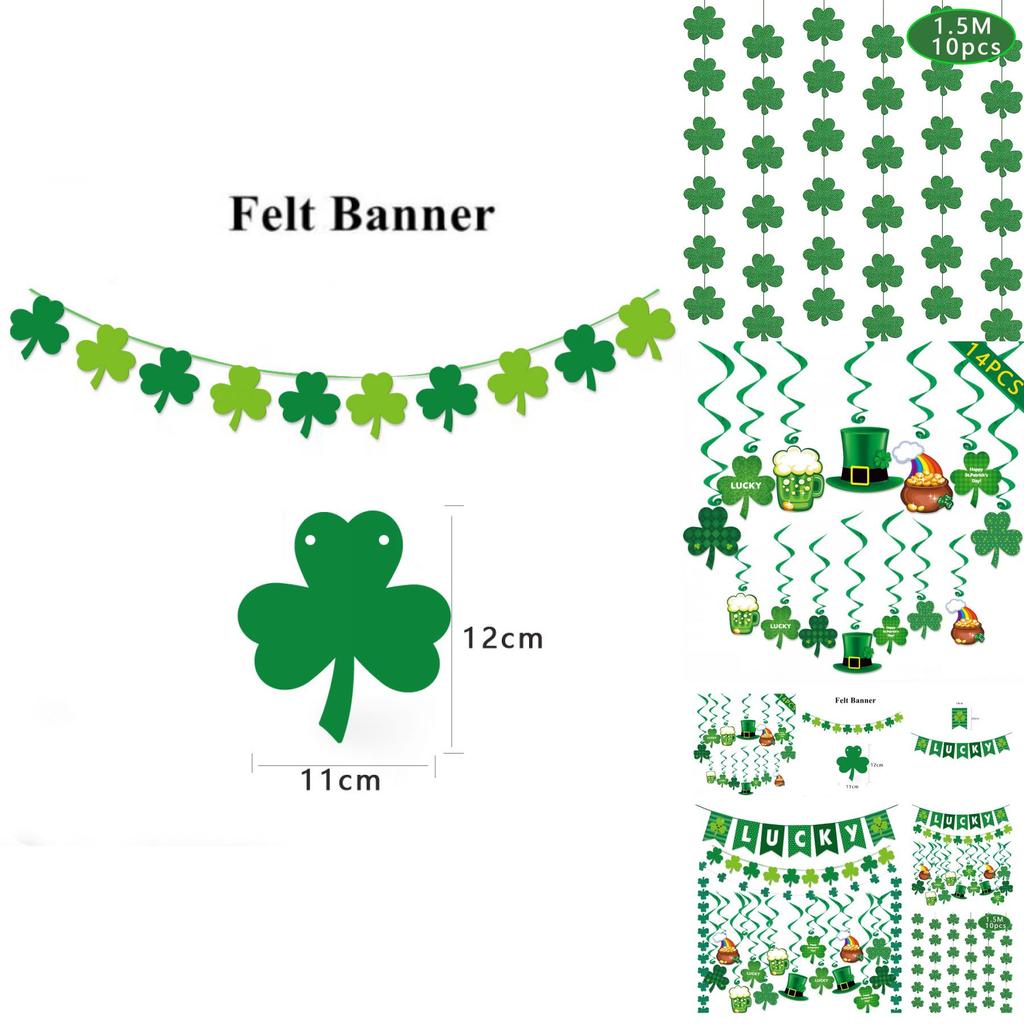 St.patrick's Day Party Supplies Clover Flag Ball Bar Bar Atmosphere Decorations