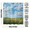 1Pc Extra Large Bath Curtain - Wildflower Meadow Shower Curtain With Vibrant Floral Landscape, Clear Blue Sky & Greenery - Machi