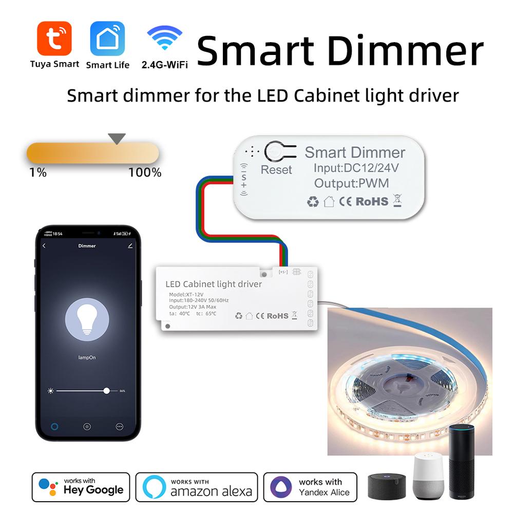 

Модуль диммера Tuya WiFi, интеллектуальный модуль диммера для самостоятельного управления освещением, приложение для мобильного телефона, удаленное управление разноцветный