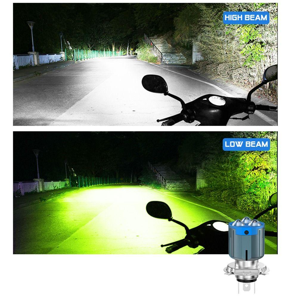 High Low Beam LED Motorcycle Headlight 3 Lens Motorbike Spotlight  Electric Motorcycle