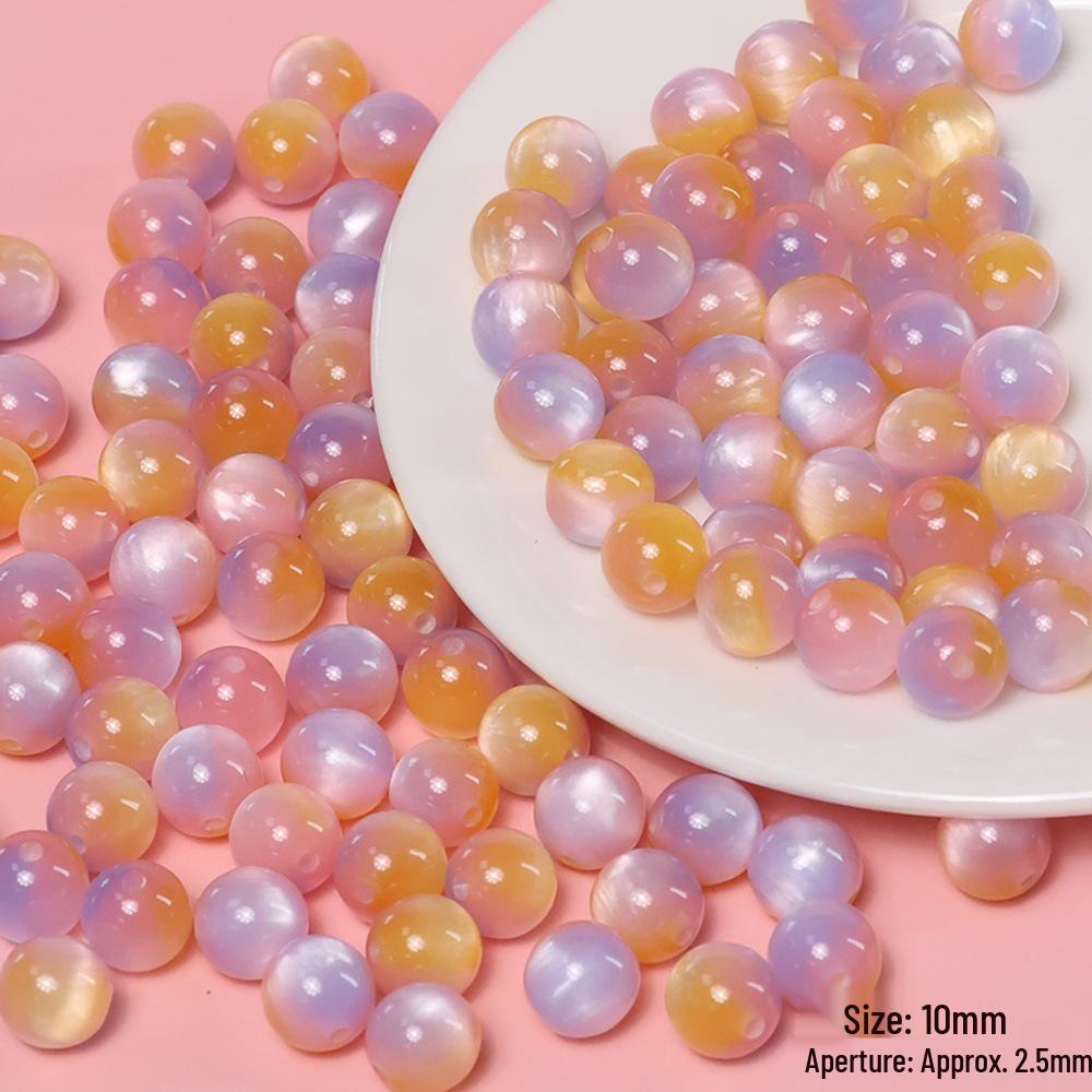 Handmade DIY Beaded Bracelet with Dreamy Cat's Eye Resin Beads In Multi-Color Options