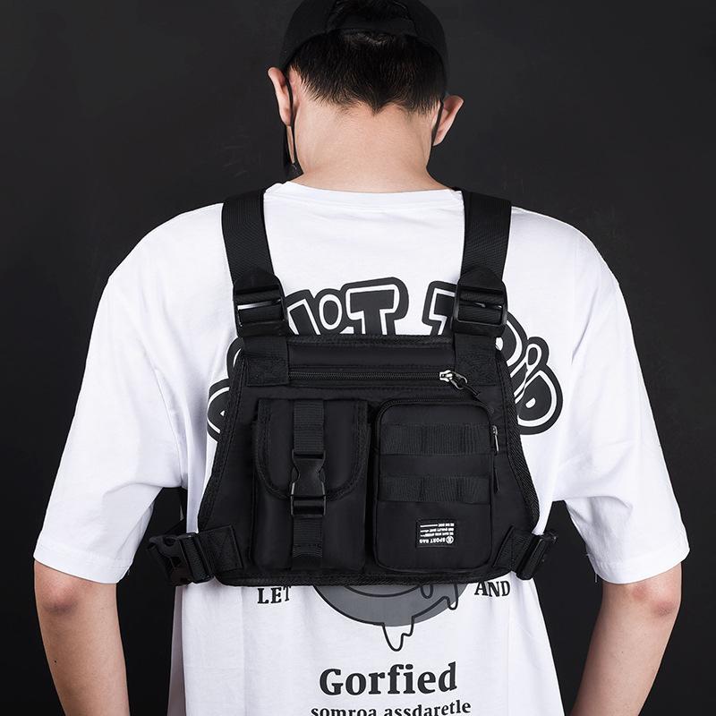 Casual Oxford Cloth Chest Bag Large Capacity Multi Pocket Men Vest Bag Waterproof Mountaineering Bag Outdoor Sports Bag