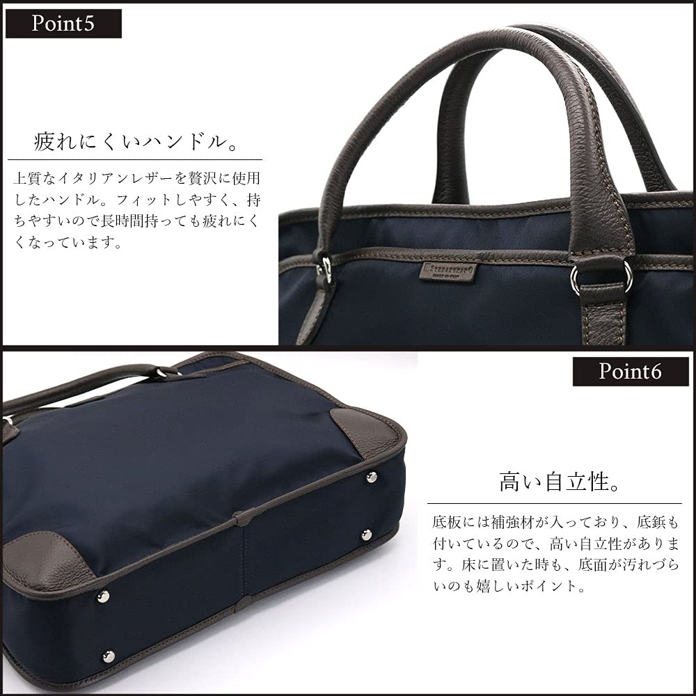 STEFANOMANO Time Limonta Nylon and Genuine Luxury Business Made in Italian Large [Limited Offer] 2-Way Briefcase, Leather, Men's Bag, Italy, Leather,