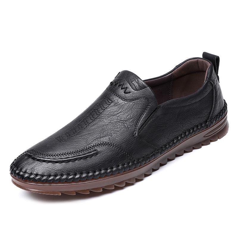 Doudou Shoes Men's Trendy Versatile Men's Leather Shoes Breathable Middle Old Dad Shoes One Pedal Casual Lazy Men's Shoes