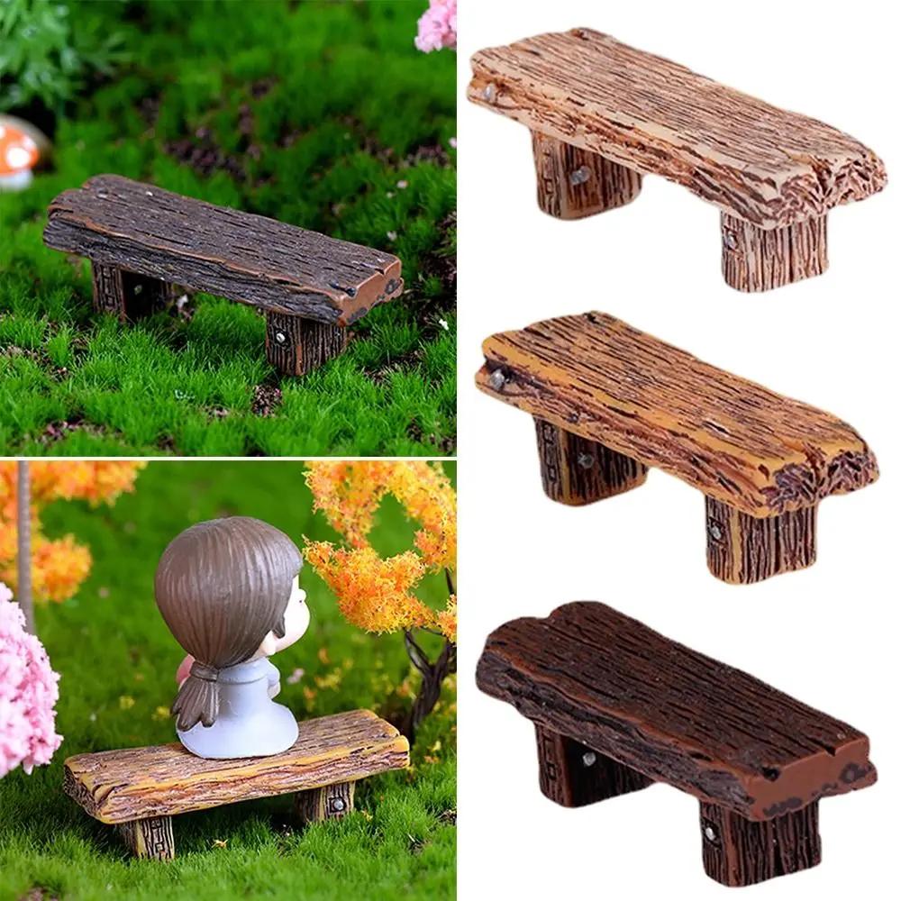Decorazioni per la Casa Bambole Statuette Mini Sedia di Legno Giardino delle Fate Panchina Romantica Sedie Miniatura Coppia Succulente Bonsai Ornamenti