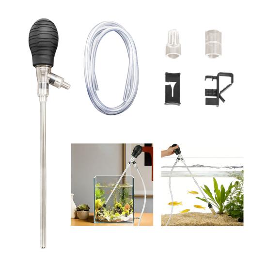 Fish Tank Vacuum Gravel Cleaner with Hose Flow Control Valve Filter Pipe Fixture Clamp Aquarium Water Changer Siphon Pump Sand Vacuum Cleaner