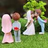 1 Pair Miniature Wedding Cake Toppers Mini Bride Groom Figurine Romantic Kissing Couple Resin Statue for Anniversaries Engagement Party Bridal Shower